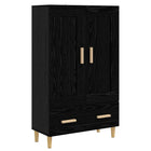 Hoge kast Zwart eiken 70 x 31 x 115 cm Bewerkt hout