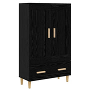 Highboard zwart eiken 70x31x115 cm bewerkt hout