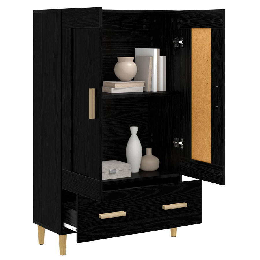 Hoge kast Zwart eiken 70 x 31 x 115 cm Bewerkt hout