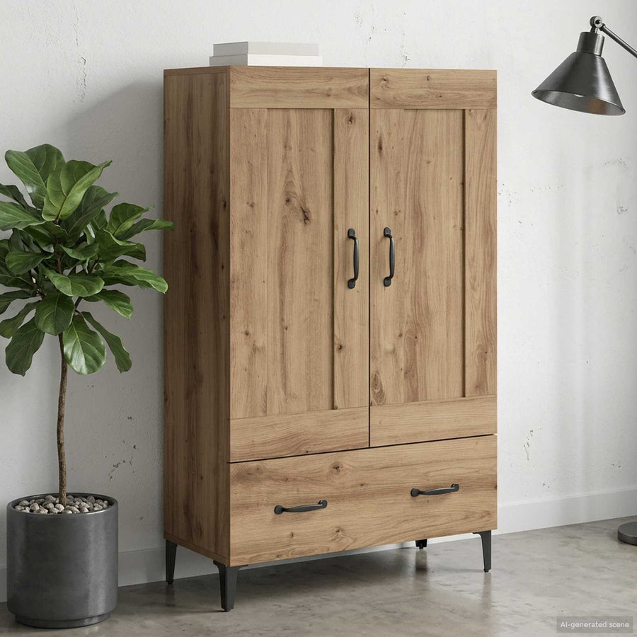 Hoge kast Artisanaal eiken 70 x 31 x 115 cm Bewerkt hout