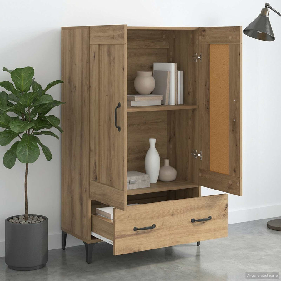 Hoge kast Artisanaal eiken 70 x 31 x 115 cm Bewerkt hout