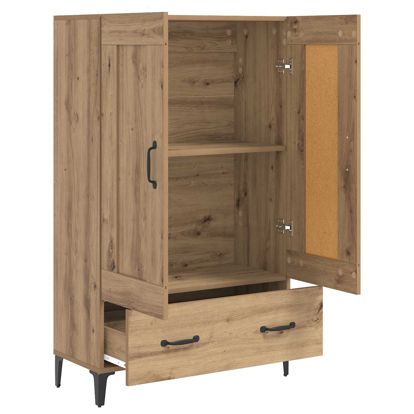 Hoge kast Artisanaal eiken 70 x 31 x 115 cm Bewerkt hout
