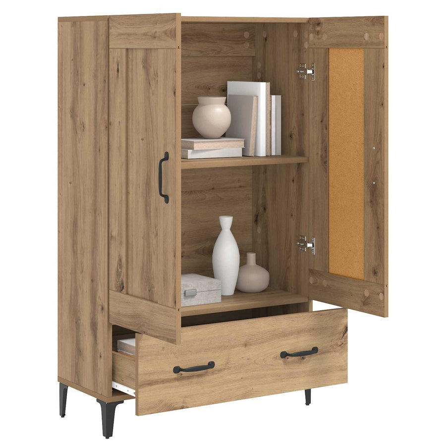 Hoge kast Artisanaal eiken 70 x 31 x 115 cm Bewerkt hout
