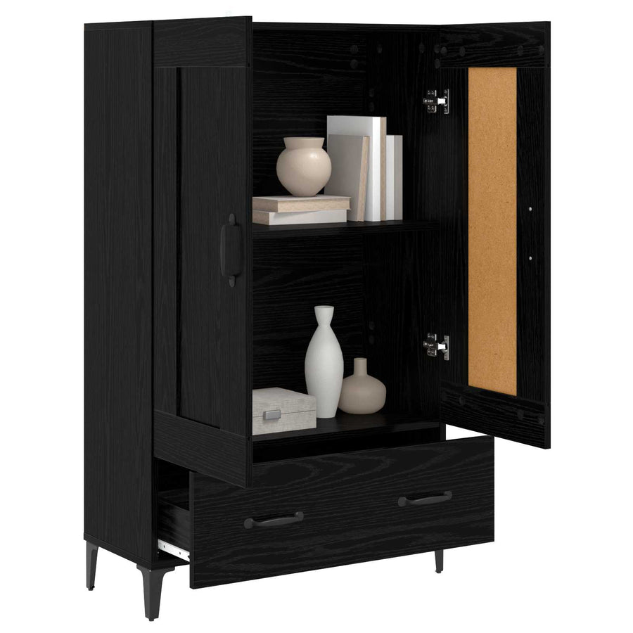 Hoge kast Zwart eiken 70 x 31 x 115 cm Bewerkt hout