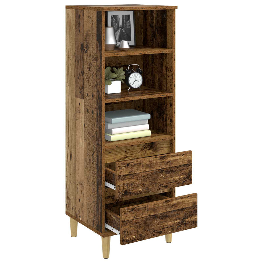 Hoge kast Oud hout 40 x 36 x 110 cm Bewerkt hout