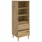 Hoge kast Artisanaal eiken 40 x 36 x 110 cm Bewerkt hout
