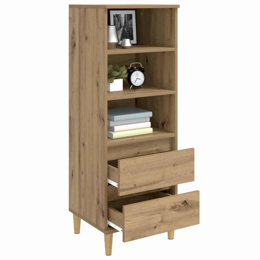 Hoge kast Artisanaal eiken 40 x 36 x 110 cm Bewerkt hout