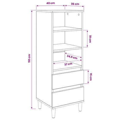 Hoge kast Zwart eiken 40 x 36 x 110 cm Bewerkt hout