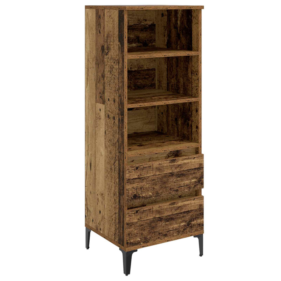 Hoge kast Oud hout 40 x 36 x 110 cm Bewerkt hout
