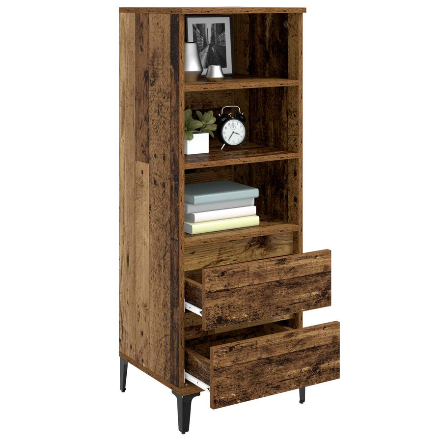 Hoge kast Oud hout 40 x 36 x 110 cm Bewerkt hout