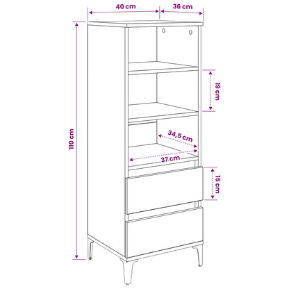 Hoge kast Oud hout 40 x 36 x 110 cm Bewerkt hout