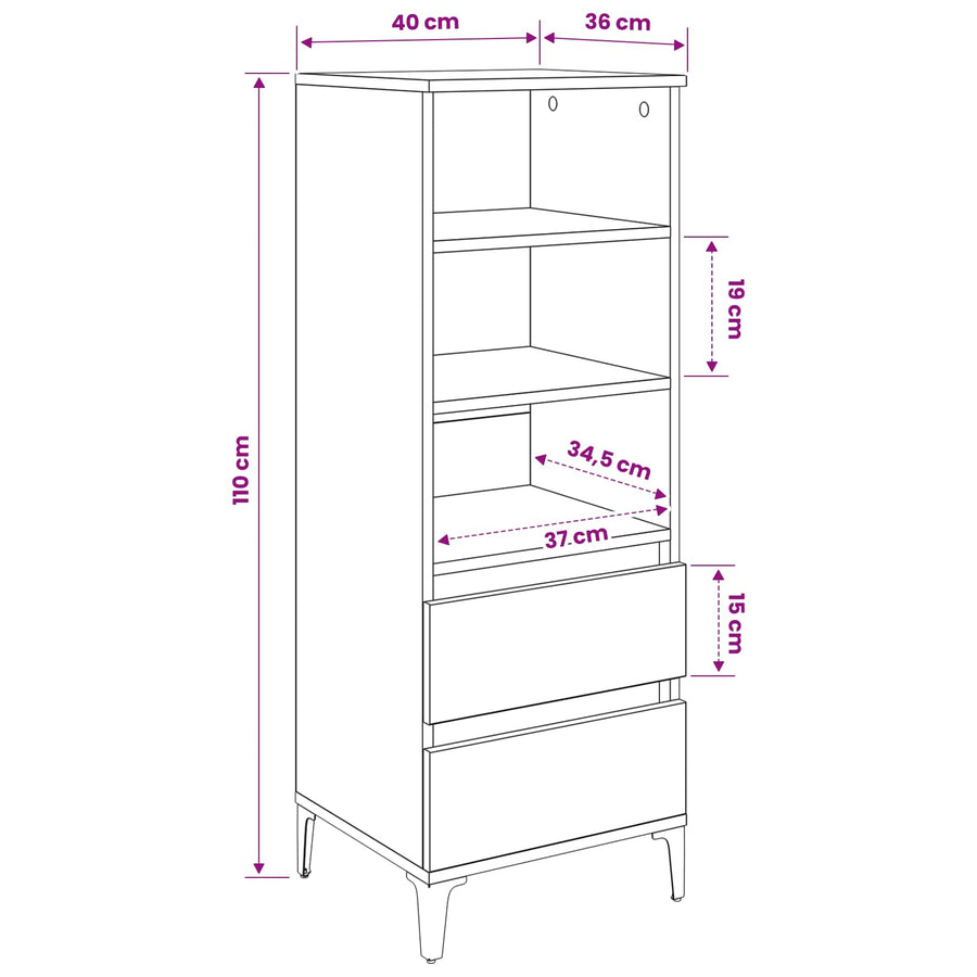 Hoge kast Oud hout 40 x 36 x 110 cm Bewerkt hout