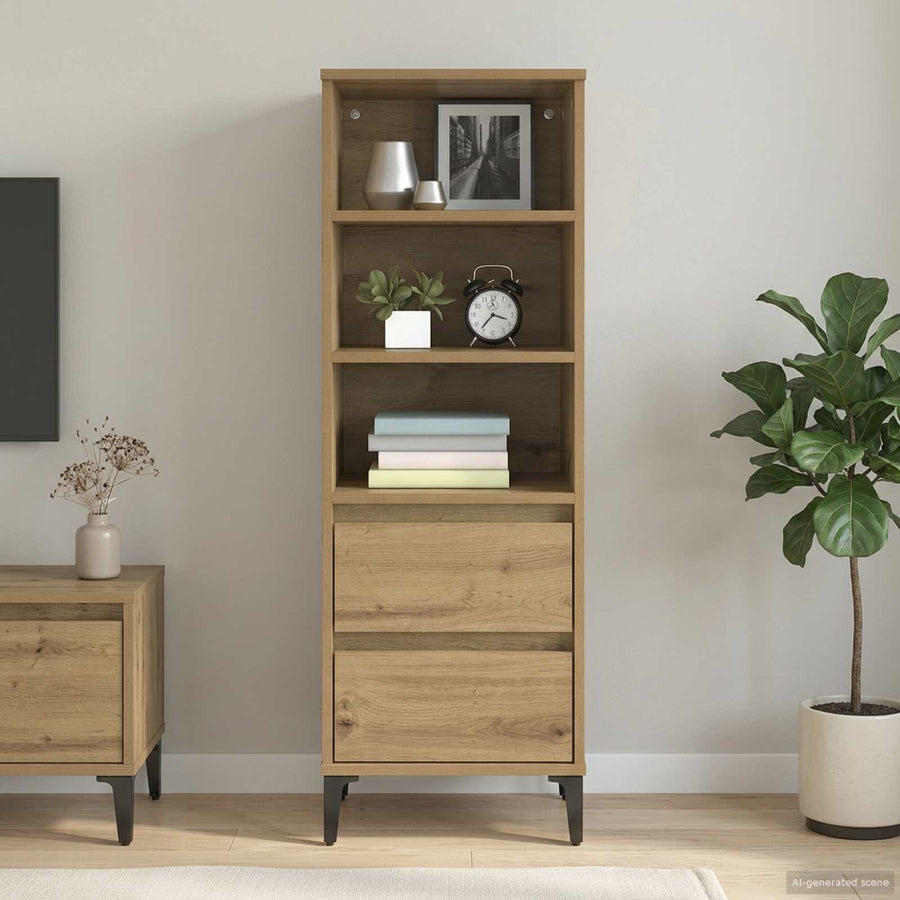 Hoge kast Artisanaal eiken 40 x 36 x 110 cm Bewerkt hout