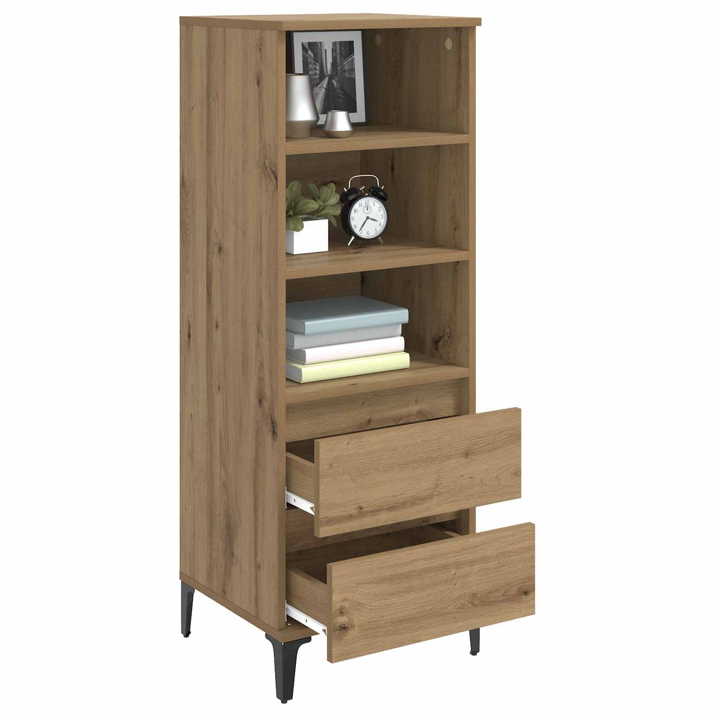 Hoge kast Artisanaal eiken 40 x 36 x 110 cm Bewerkt hout