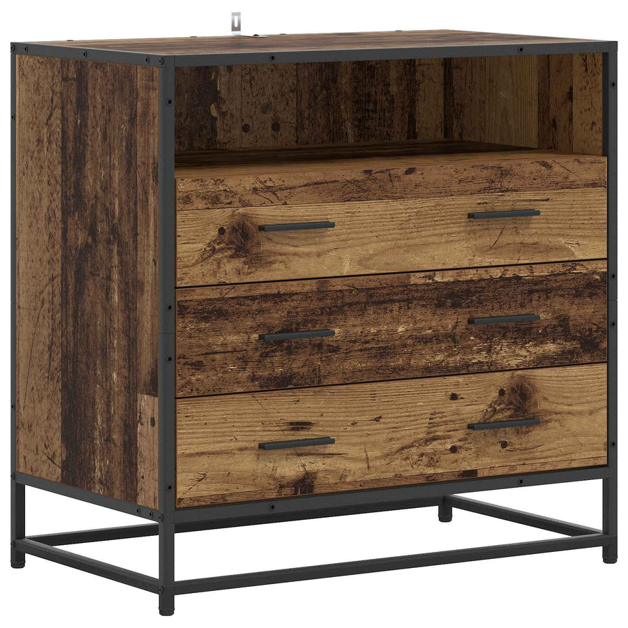 Ladenkast 3-Lade Oud hout 70 x 41 x 70 cm Bewerkt hout