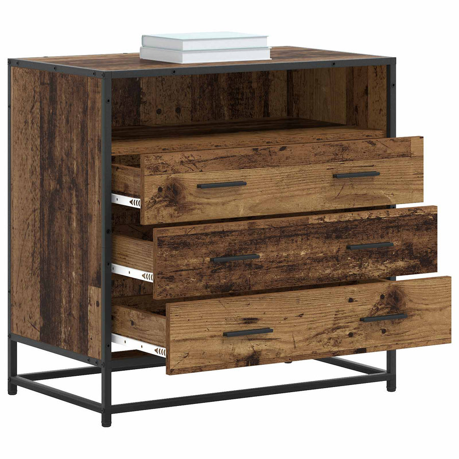 Ladenkast 3-Lade Oud hout 70 x 41 x 70 cm Bewerkt hout