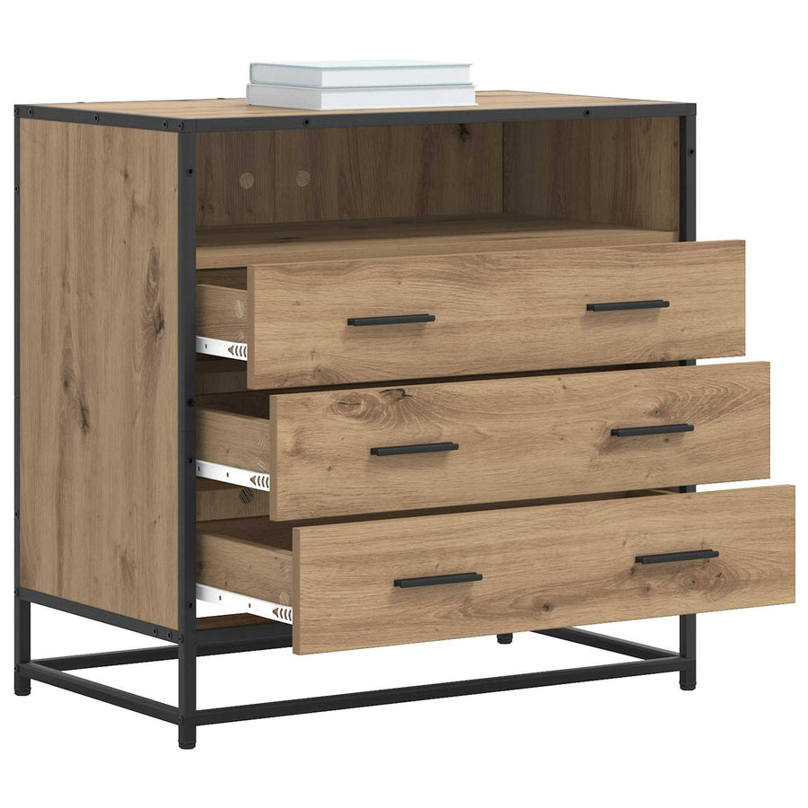 Ladenkast 3-Lade Artisanaal eiken 70 x 41 x 70 cm Bewerkt hout