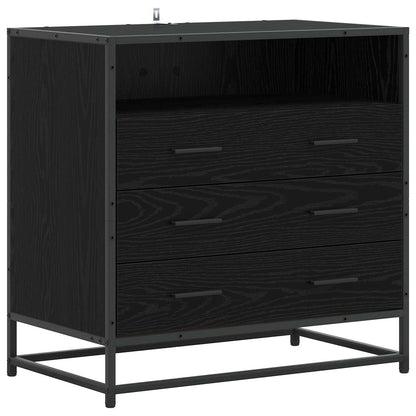 Ladenkast 3-Lade Zwart eiken 70 x 41 x 70 cm Bewerkt hout