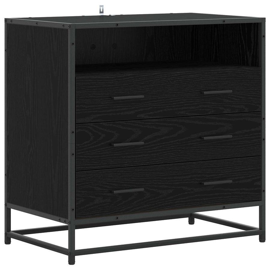 Ladenkast 3-Lade Zwart eiken 70 x 41 x 70 cm Bewerkt hout