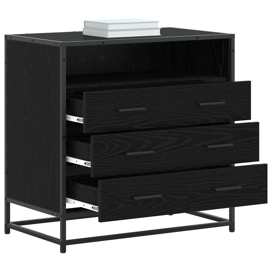Ladenkast 3-Lade Zwart eiken 70 x 41 x 70 cm Bewerkt hout