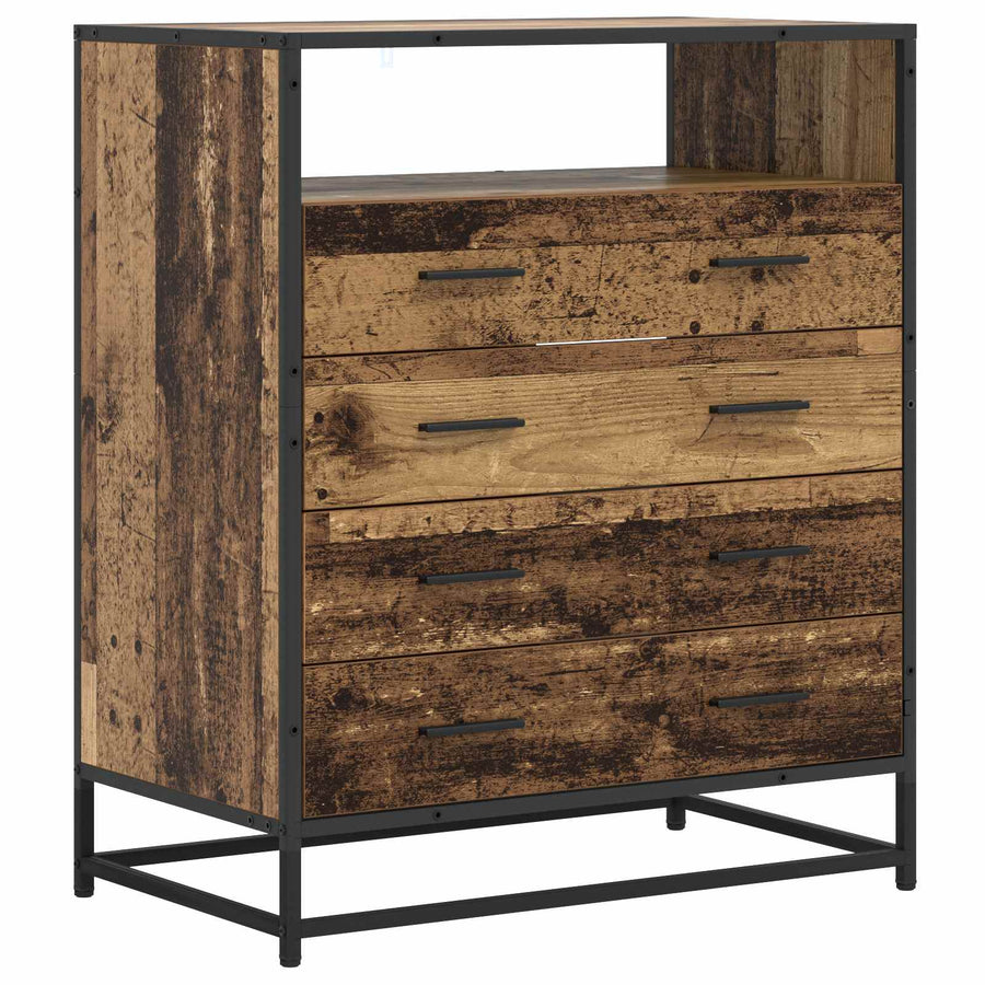 Ladenkast 4-Lade Oud hout 70 x 41 x 83,5 cm Bewerkt hout
