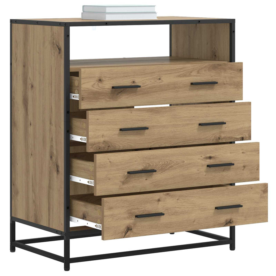 Ladenkast 4-Lade Artisanaal eiken 70 x 41 x 83,5 cm
