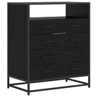 Ladenkast 4-Lade Zwart eiken 70 x 41 x 83,5 cm Bewerkt hout