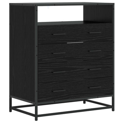 Ladenkast 4-Lade Zwart eiken 70 x 41 x 83,5 cm Bewerkt hout