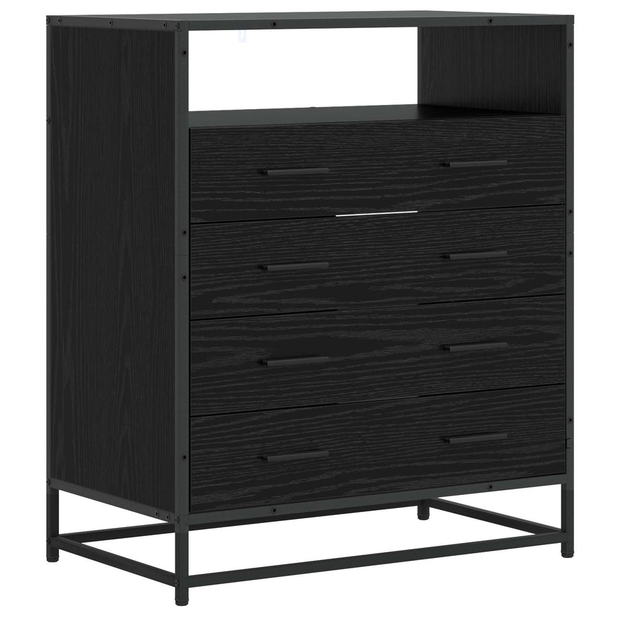 Ladenkast 4-Lade Zwart eiken 70 x 41 x 83,5 cm Bewerkt hout