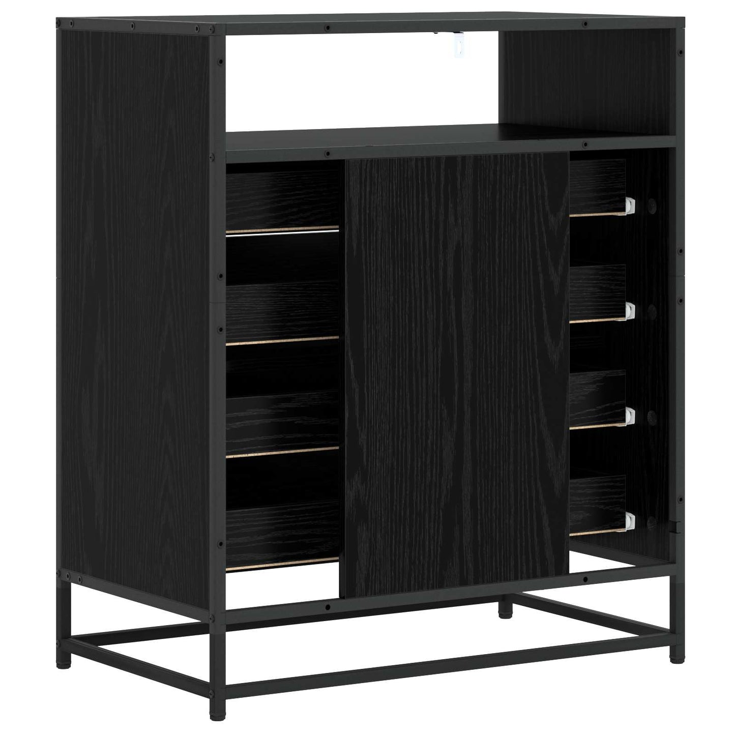 Ladenkast 4-Lade Zwart eiken 70 x 41 x 83,5 cm Bewerkt hout