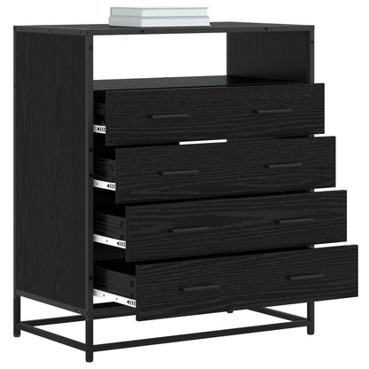 Ladenkast 4-Lade Zwart eiken 70 x 41 x 83,5 cm Bewerkt hout