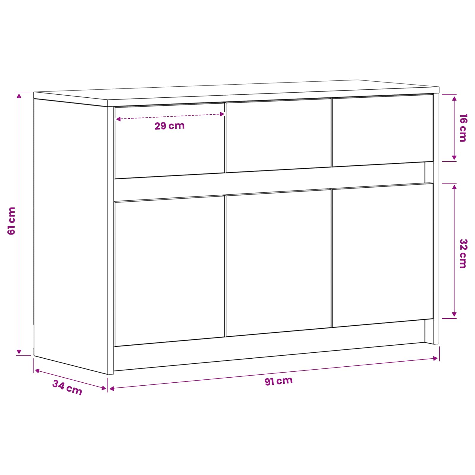 TV-kast 91 x 34 x 61 cm Oud hout Bewerkt hout