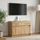 TV-kast 91 x 34 x 61 cm Artisanaal eiken Bewerkt hout