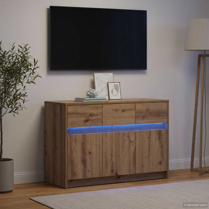 TV-kast 91 x 34 x 61 cm Artisanaal eiken Bewerkt hout