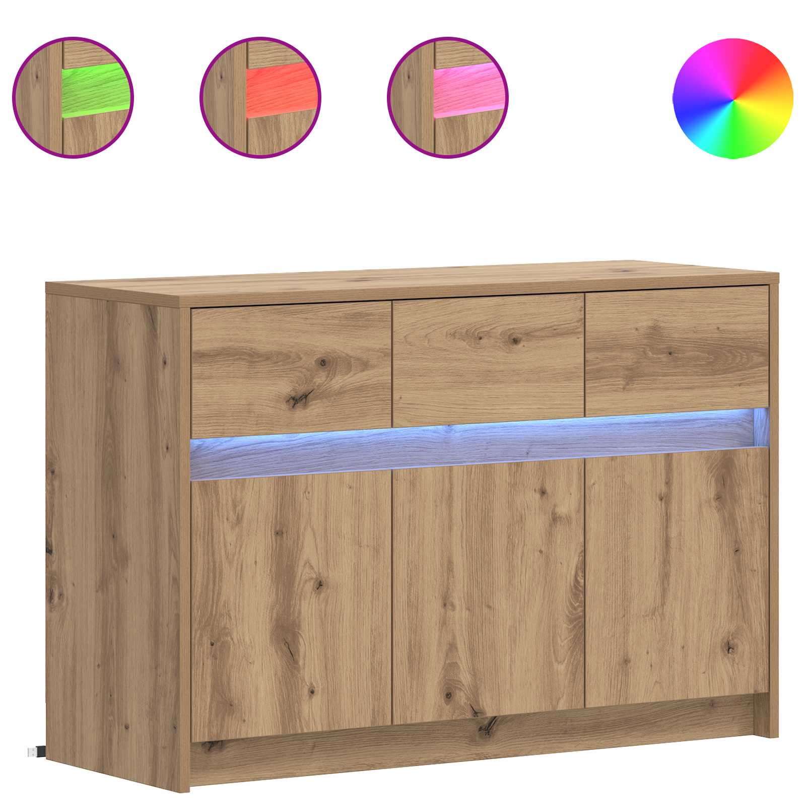 TV-kast 91 x 34 x 61 cm Artisanaal eiken Bewerkt hout