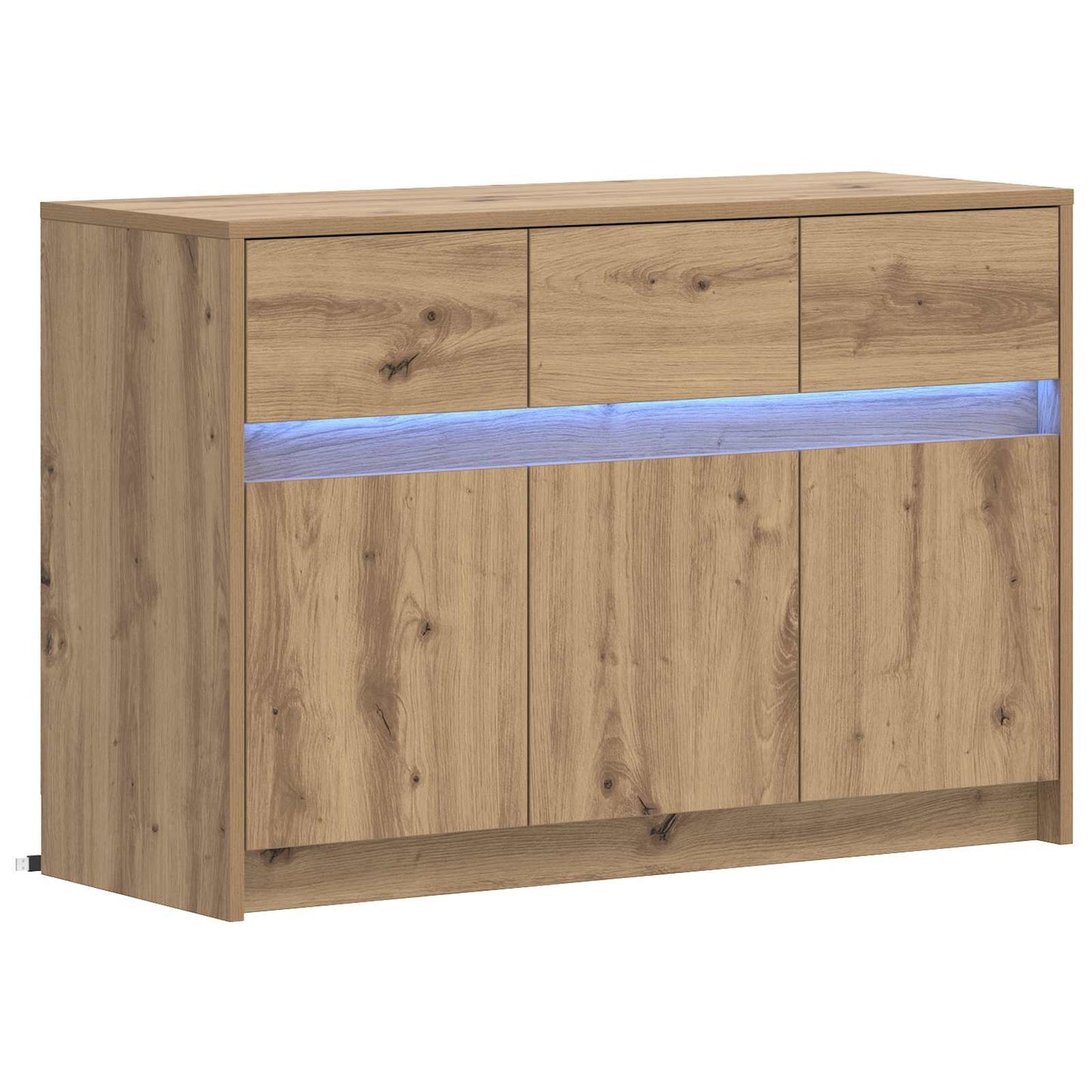 TV-kast 91 x 34 x 61 cm Artisanaal eiken Bewerkt hout