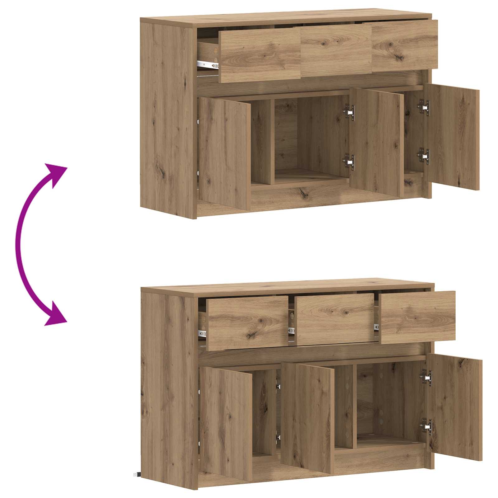 TV-kast 91 x 34 x 61 cm Artisanaal eiken Bewerkt hout