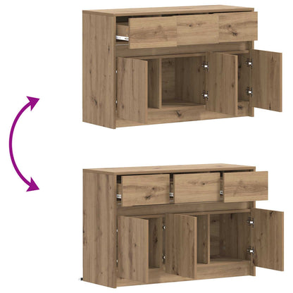 TV-kast 91 x 34 x 61 cm Artisanaal eiken Bewerkt hout