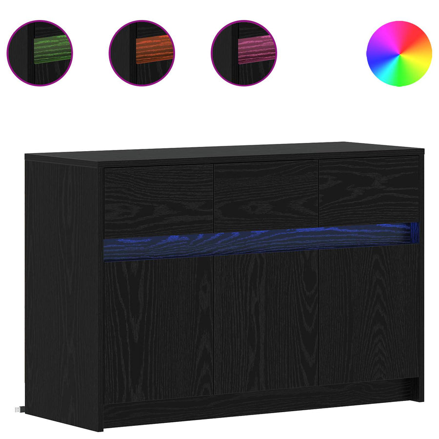 TV-kast 91 x 34 x 61 cm Zwart eiken Bewerkt hout
