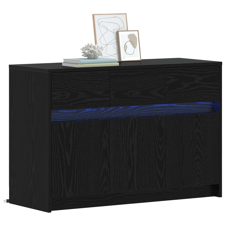 TV-kast 91 x 34 x 61 cm Zwart eiken Bewerkt hout