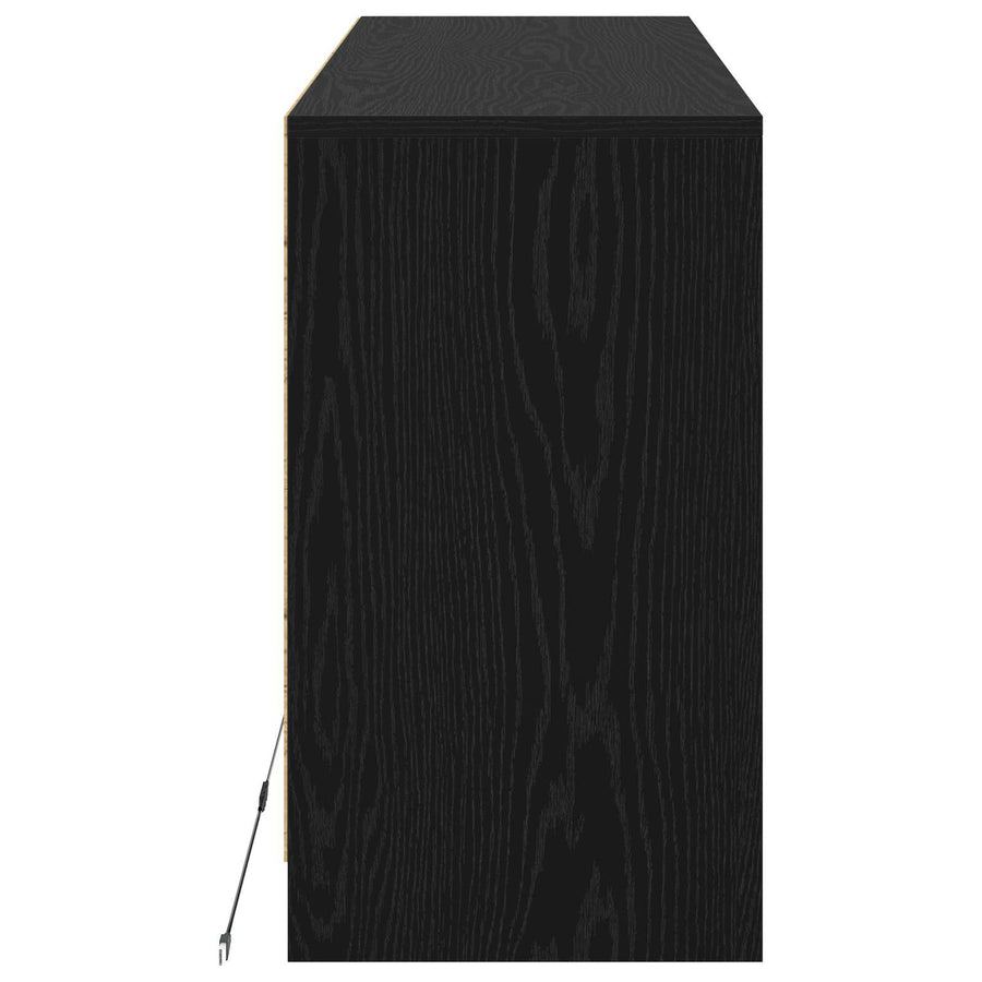 TV-kast 91 x 34 x 61 cm Zwart eiken Bewerkt hout