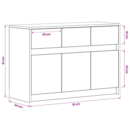 TV-kast 91 x 34 x 61 cm Zwart eiken Bewerkt hout