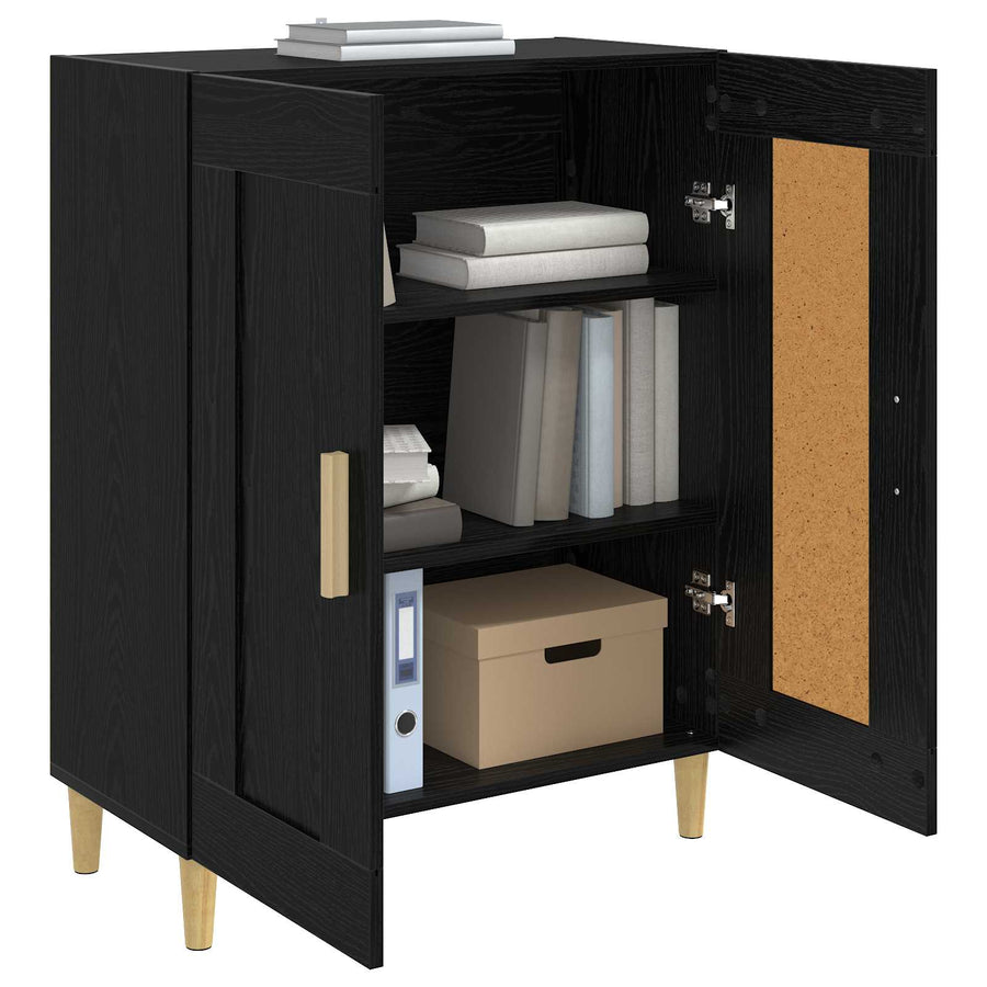 Dressoir Zwart eiken 69,5 x 34 x 90 cm Bewerkt hout