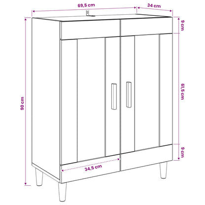 Dressoir Zwart eiken 69,5 x 34 x 90 cm Bewerkt hout