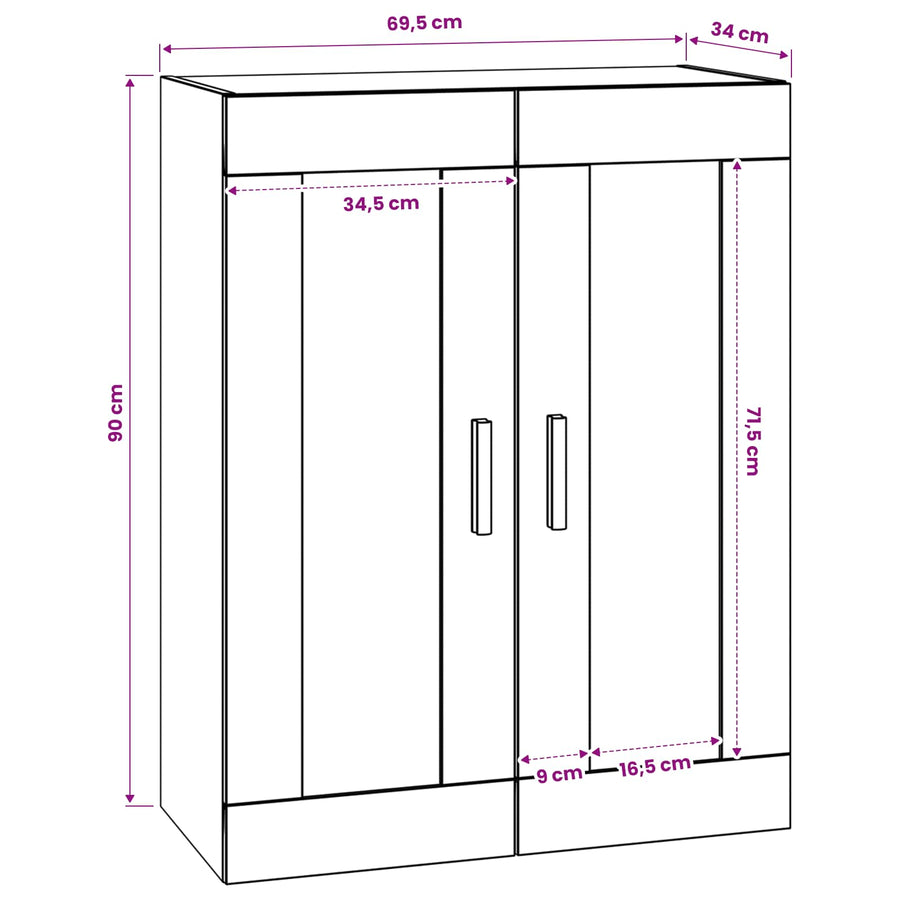 Wandkast Muurmontage Oud hout 69,5 x 34 x 90 cm Bewerkt hout