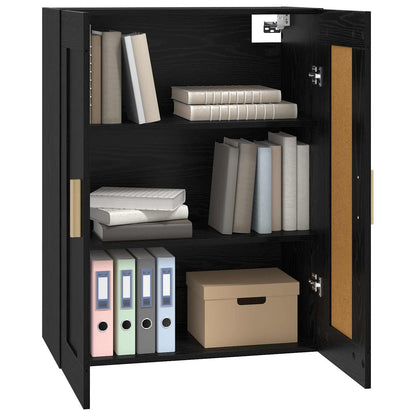 Wandkast Muurmontage Zwart eiken 69,5 x 34 x 90 cm Bewerkt hout