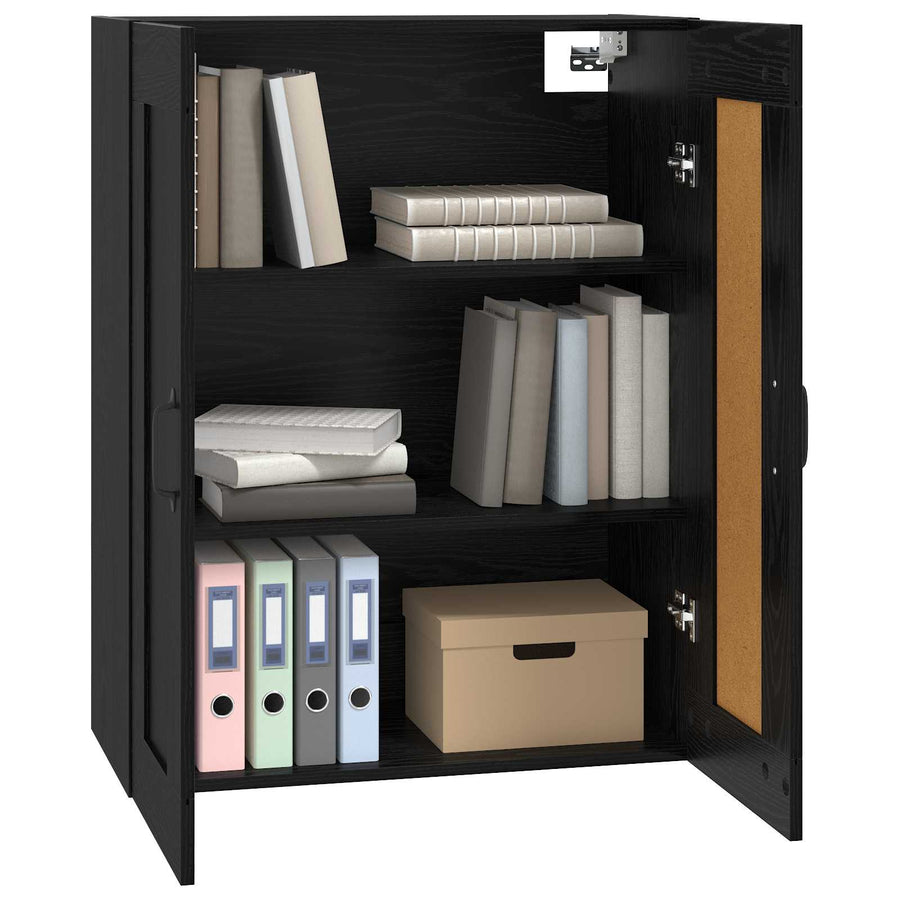 Wandkast Zwart eiken 69,5 x 34 x 90 cm Bewerkt hout