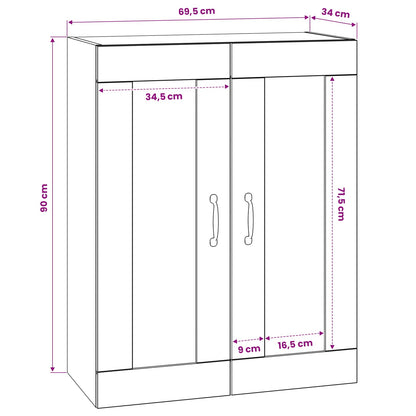 Wandkast Zwart eiken 69,5 x 34 x 90 cm Bewerkt hout