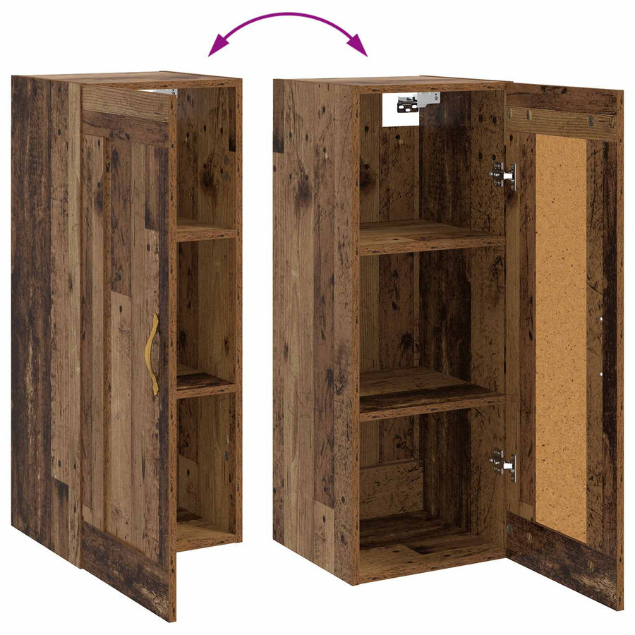 Wandkast Oud hout 34,5 x 34 x 90 cm Bewerkt hout