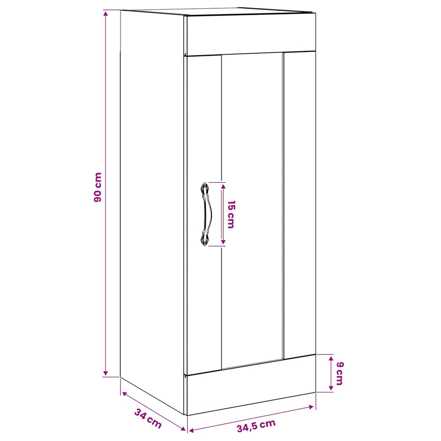 Wandkast Oud hout 34,5 x 34 x 90 cm Bewerkt hout